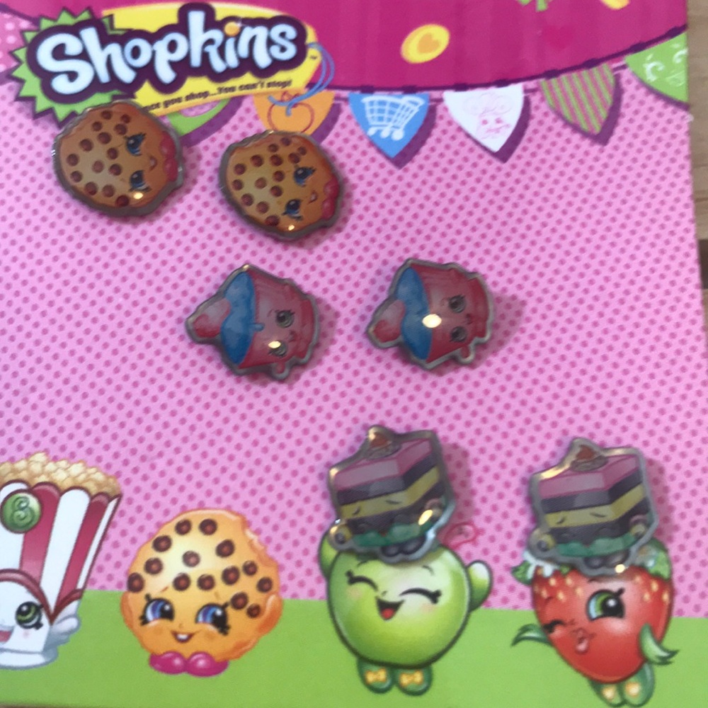 Shopkins Girls Earrings 3 Pair Set Kooky Cookie - Picture 2 of 3